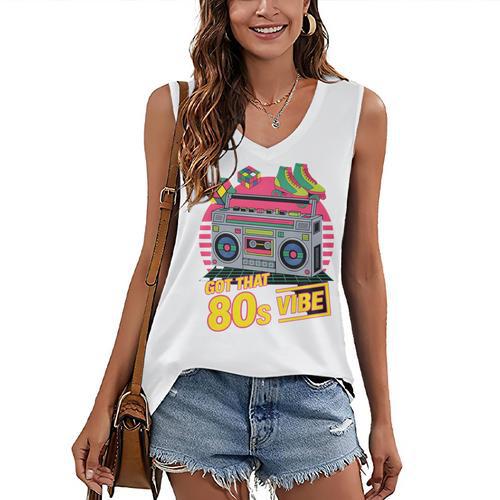 1980s 80s Reunion Nostalgia Memories Music School Grew Up Premium Tri-Blend Women's V-Neck Tank Top - Figerry