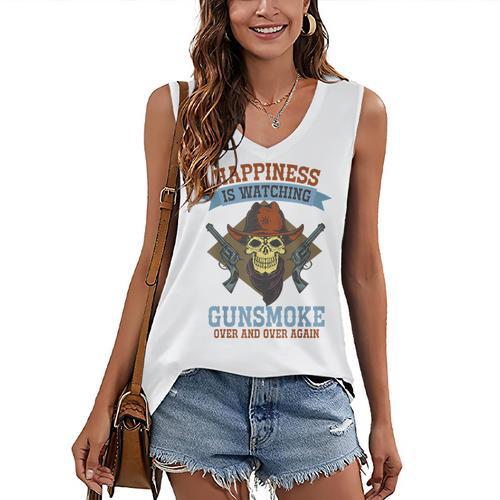Over And Over Again Cowboys Western Nostalgia Movies Women's V-Neck Tank Top - Figerry