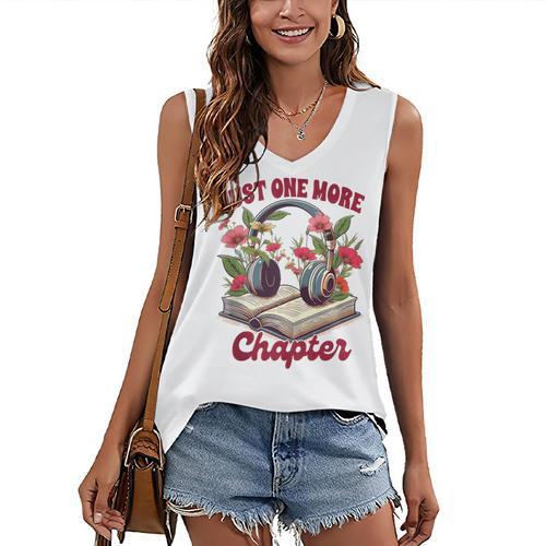 Audiobook Lover Bookish Headphones Just One More Chapter Women's V-Neck Tank Top - Bookorys DE