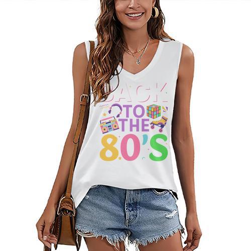 Back To The 80's Mixtape Era Nostalgia Retro 1980 80's Style Women's V-Neck Tank Top - Figerry
