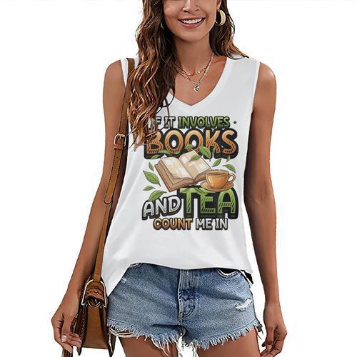Bookworm If It Involves Books And Tea Lover Reading Premium Tri-Blend Women's V-Neck Tank Top - Bookorys