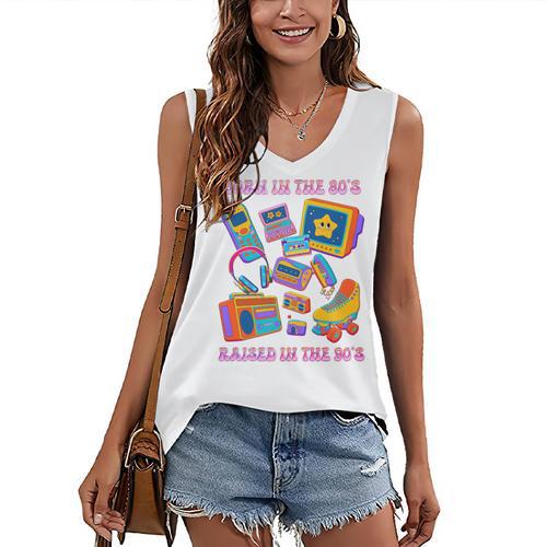 Born In The 80s Raised In The 90s Nostalgia Retro Memories Premium Tri-Blend Women's V-Neck Tank Top - Figerry
