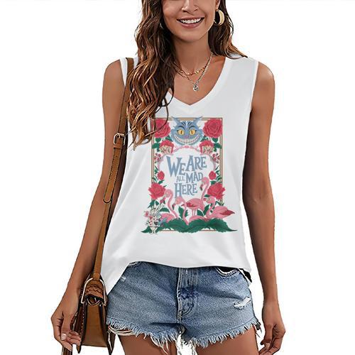 Cheshire Cat Alice In Wonderland Vintage Book Premium Women's V-Neck Tank Top - Bookorys CA
