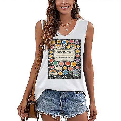 Composition Notebook Costume Teacher Matching Halloween Book Women's V-Neck Tank Top - Bookorys