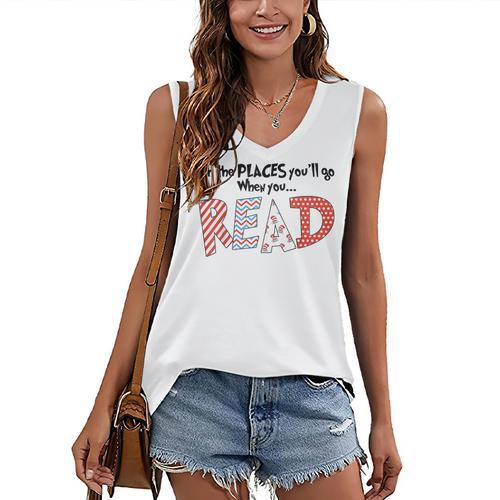 Cute Read Reading Day Book Lovers Teachers Students Kids Women's V-Neck Tank Top - Bookorys