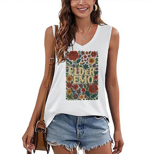 Elder Emo Floral Gothic Vintage Nostalgia Premium Tri-Blend Women's V-Neck Tank Top - Figerry