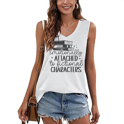 Emotionally Attached To Fictional Characters Banned Books Women's V-Neck Tank Top - Bookorys AU