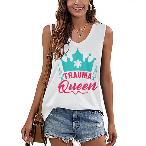 EMT Trauma Queen Paramedic Student T-Shirt Graduation Women's V-Neck Tank Top - Best Gift Smart