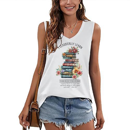 Essentials Classical Conversations CC Tutor Books Women's V-Neck Tank Top - Bookorys