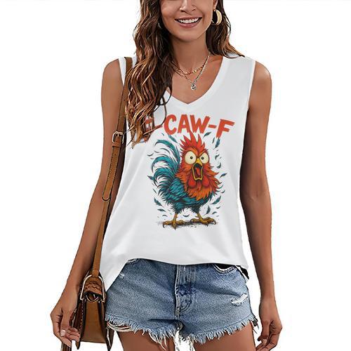 F-Caw-F Rooster F Awk F Chicken Coffee Romance Books Lover Women's V-Neck Tank Top - Bookorys