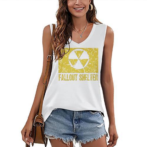 Fallout Shelter Nuclear War Radioactive Nostalgia T-Shirt Women's V-Neck Tank Top - Figerry