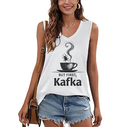 But First Kafka Coffee For Literature & Book Lovers Women's V-Neck Tank Top - Bookorys AU