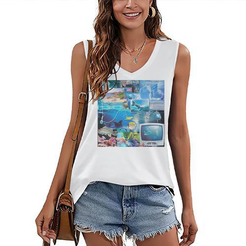 Frutiger Aero Retro Vibes Premium Tri-Blend Women's V-Neck Tank Top - Figerry