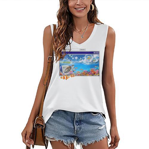 Frutiger Aero Y2k 2000s Women's V-Neck Tank Top - Figerry