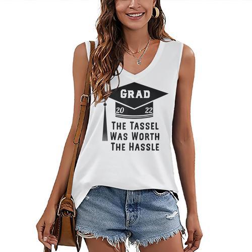 Grad 2022 Graduation Tassel Was Worth The Hassle Women's V-Neck Tank Top - Best Gift Smart