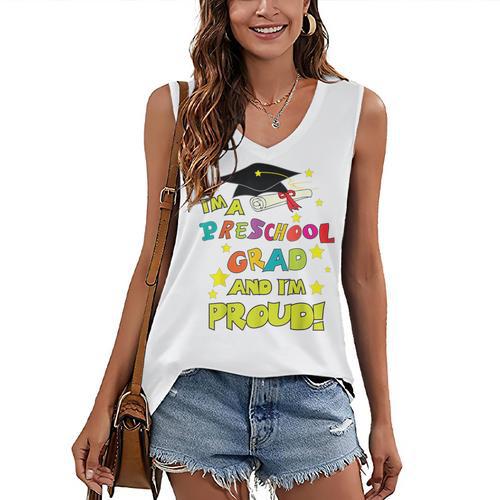 Graduation Class 2018 Cap Gown Shirt Preschool Grad Proud Women's V-Neck Tank Top - Best Gift Smart