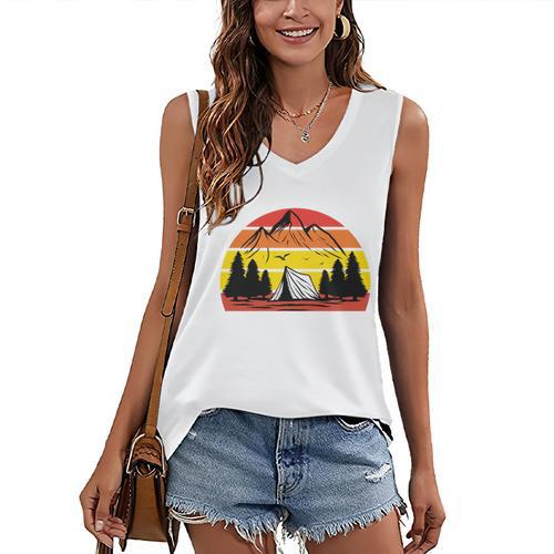 I Hate People That's Why I Camp Camper Meme Introvert Women's V-Neck Tank Top - Raresse