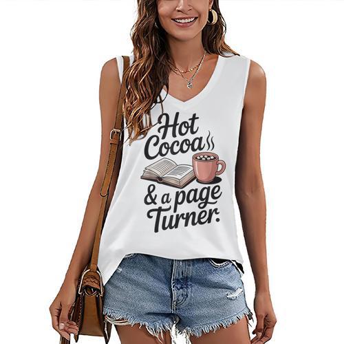 Hot Cocoa And a Page Turner Book Lovers Hot Chocolate Women's V-Neck Tank Top - Bookorys DE
