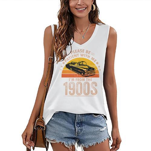 Humorous Saying Please Be Patient With Me I'm From The 1900s Premium Women's V-Neck Tank Top - Figerry