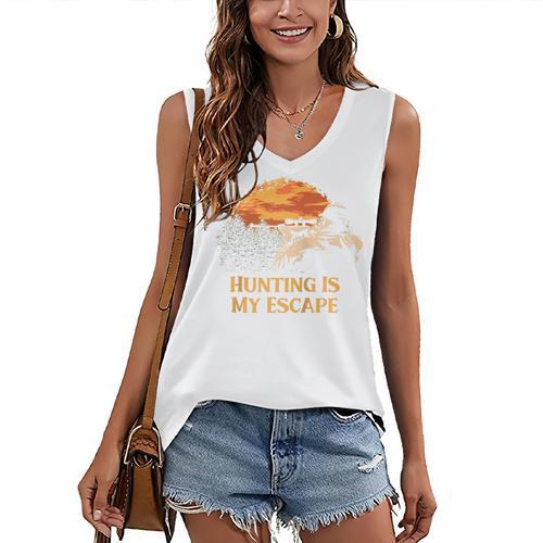 Hunting Is My Escape Introvert Hunter Antisocial Raglan Baseball Tee Women's V-Neck Tank Top - Raresse