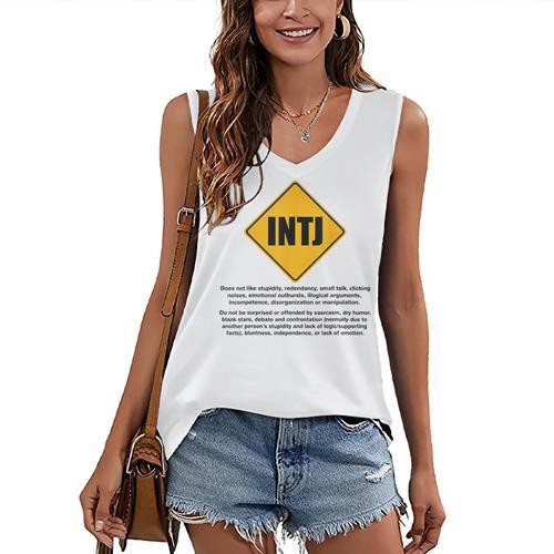 INTJ Warnings Architect Personality Type Introvert Women's V-Neck Tank Top - Raresse
