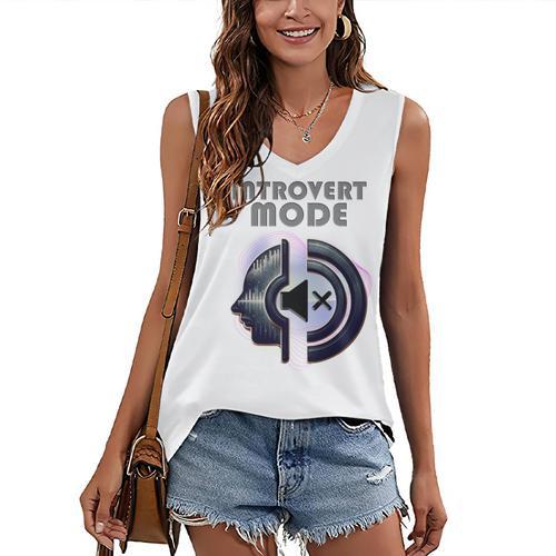 Introvert Mode Finding Inner Peace In Silence Women's V-Neck Tank Top - Raresse