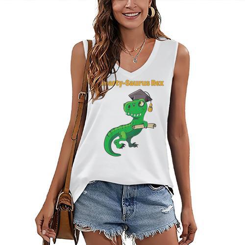 Kids Cute Graduation Dinosaur Smarty Saurus Kinder VPK Pre-k Grad Women's V-Neck Tank Top - Best Gift Smart