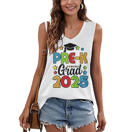 Kids Pre-K Grad 2025 Preschool Prek Graduation Women's V-Neck Tank Top - Best Gift Smart