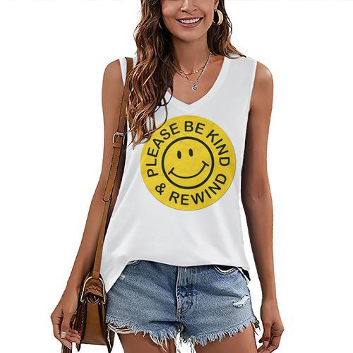 Be Kind Rewind Shirt Retro Nostalgia Sticker 80s 90s Tee Premium Tri-Blend Women's V-Neck Tank Top - Figerry