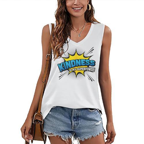 Kindness Is My Superpower Retro Comic Book T-Shirt Women's V-Neck Tank Top - Bookorys DE