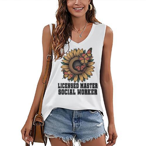 Licensed Masters Social Work Worker LMSW Graduation 2026 Women's V-Neck Tank Top - Best Gift Smart