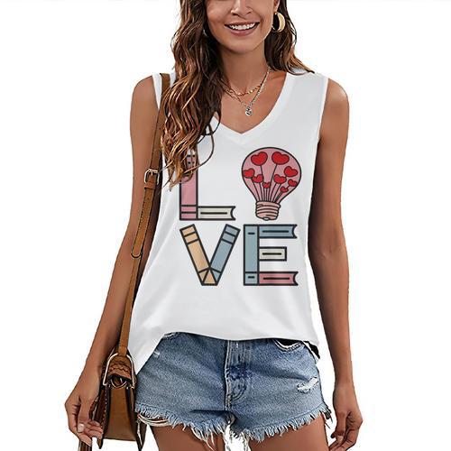 Love Books Reading Women's V-Neck Tank Top - Bookorys DE