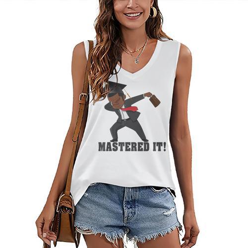 Masters Graduation Mastered It Dabbing Man Tee Women's V-Neck Tank Top - Best Gift Smart
