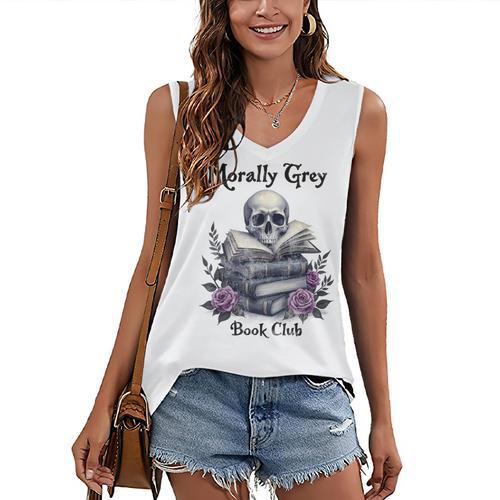 Morally Grey Book Club Gothic Vintage Style Women's V-Neck Tank Top - Bookorys CA