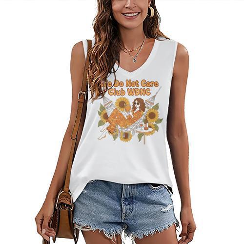 We Do Not Care Club WDNC Reading Book Boho Floral Women's V-Neck Tank Top - Bookorys