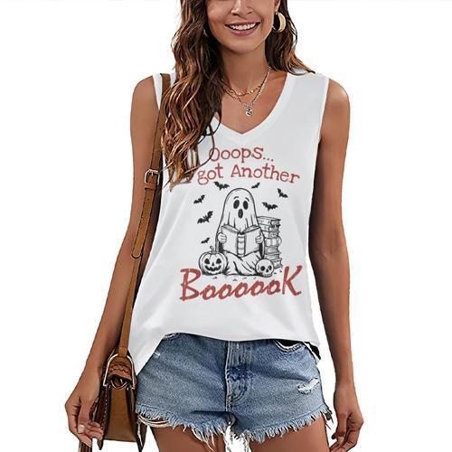 Oops I Got Another Book Boo Ghost Read Book Women's V-Neck Tank Top - Bookorys