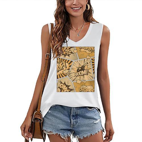 Orange Comic Book Orange Color Graphic Premium Tri-Blend Women's V-Neck Tank Top - Bookorys DE