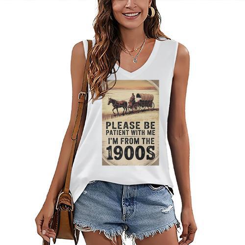 Be Patient With Me I'm From The 1900s Birthday Retirement Premium Tri-Blend Women's V-Neck Tank Top - Figerry