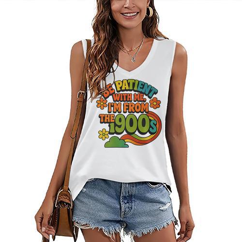 Be Patient With Me I'm From The 1900s Millennial Gen X Premium Women's V-Neck Tank Top - Figerry