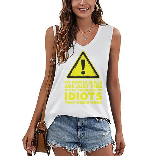 My People Skills Are Just Fine Sarcastic Introvert Premium Tri-Blend Women's V-Neck Tank Top - Raresse