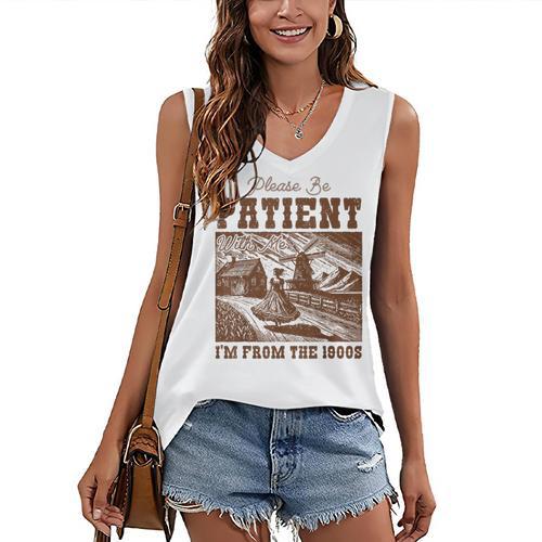 Please Be Patient With Me I'm From The 1900s Country Girl Women's V-Neck Tank Top - Figerry