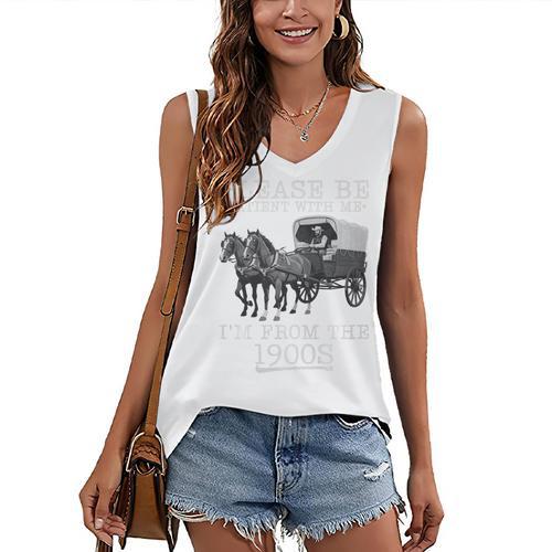 Please Be Patient With Me I'm From The 1900s Humorous Saying Premium Tri-Blend Women's V-Neck Tank Top - Figerry