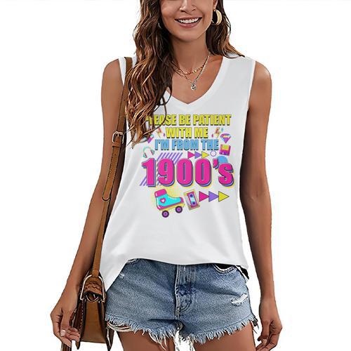 Please Be Patient With Me I'm From The 1900s Retro Vibes Premium Women's V-Neck Tank Top - Figerry