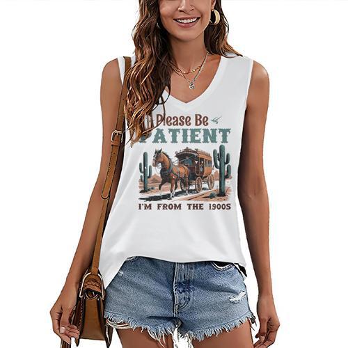 Please Be Patient I'm From The 1900s Stagecoach Western Vint Premium Tri-Blend Women's V-Neck Tank Top - Figerry