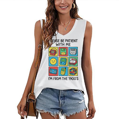 Please Be Patient With Me I'm From The 1900s Vintage 90s Premium Tri-Blend Women's V-Neck Tank Top - Figerry