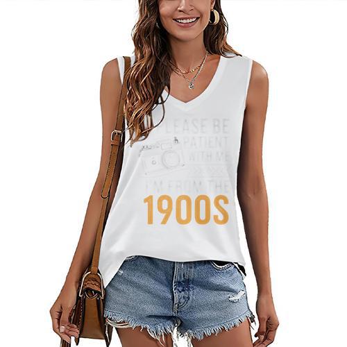 Please Be Patient With Me I'm From The 1900s Vintage Oldie Premium Women's V-Neck Tank Top - Figerry