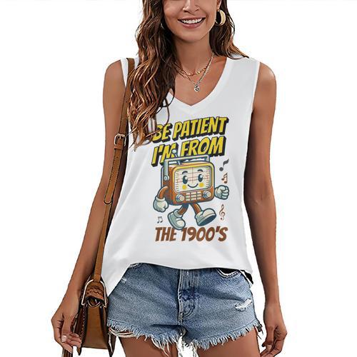 Please Be Patient With Me I'm From The 1900s Vintage Radio Women's V-Neck Tank Top - Figerry