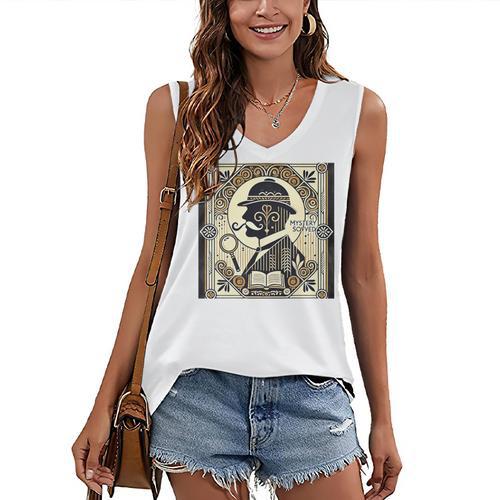 Poirot Mystery Books Vintage Detective Premium Tri-Blend Women's V-Neck Tank Top - Bookorys
