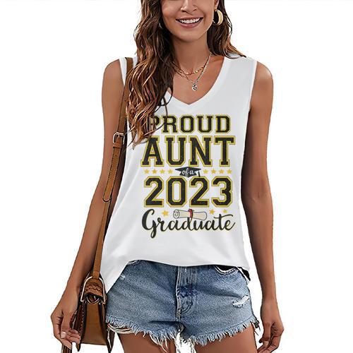 Proud Aunt Of A 2023 Graduate Family Matching Graduation Women's V-Neck Tank Top - Best Gift Smart