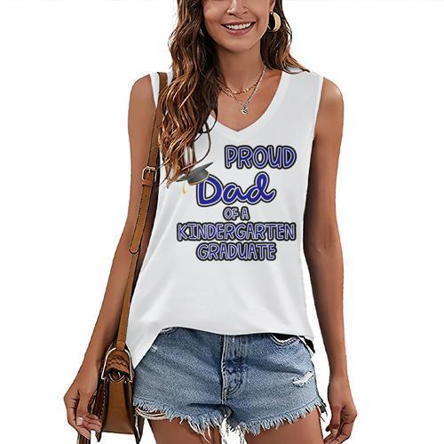 Proud Dad Of a Kindergarten Graduate Graduation TShirt Women's V-Neck Tank Top - Best Gift Smart